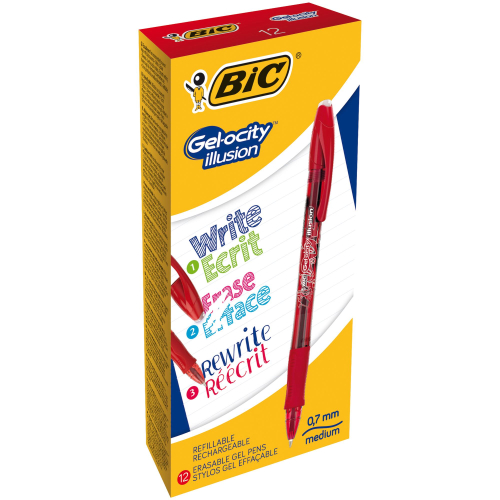 BIC GEL-OCITY PENNA A SFERA INCHIOSTRO ROSSO PUNTA FINE FUSTO TRASPARENTE CONF 12 Pz.